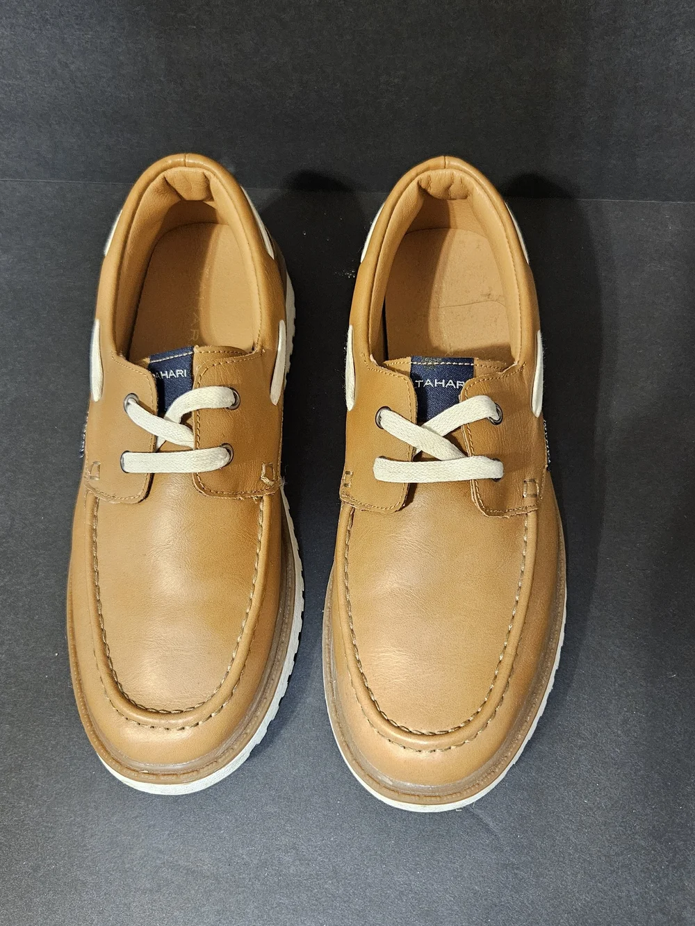 Tahari  Youth  Tan Leather Boat Shoes